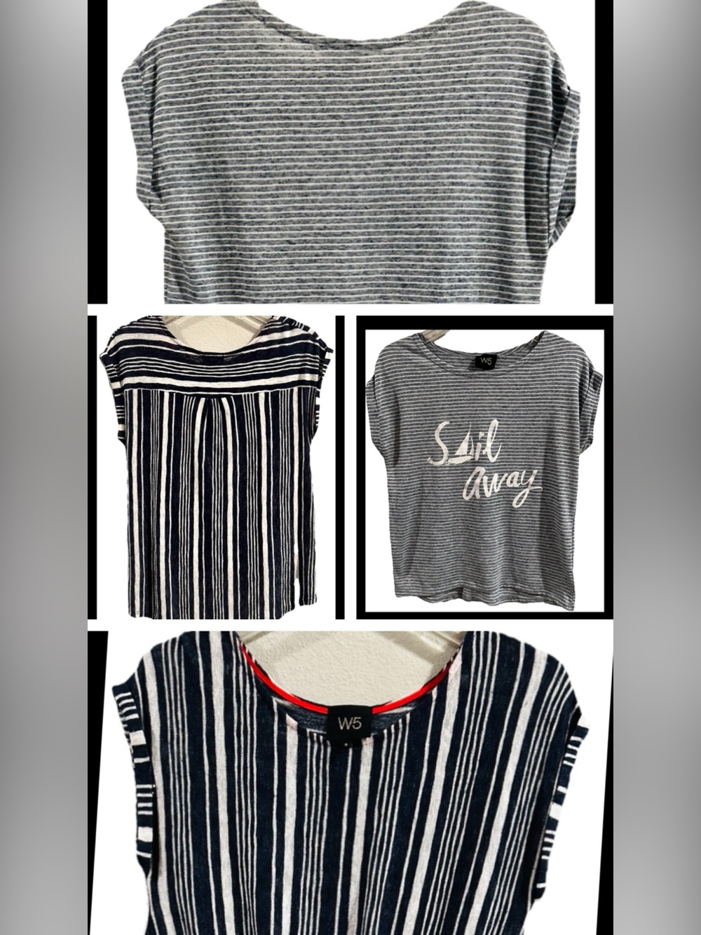 W5 Bundle 2 Striped Tops Small Sail Away Graphic Tee & Knot Front Anthropologie